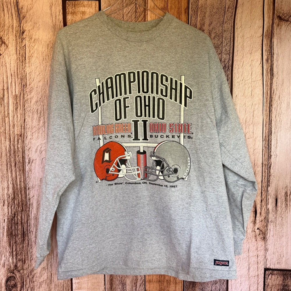 Vintage Tee Shirt Ohio State Bowling Green 1997 Championship Gray USA Made Large